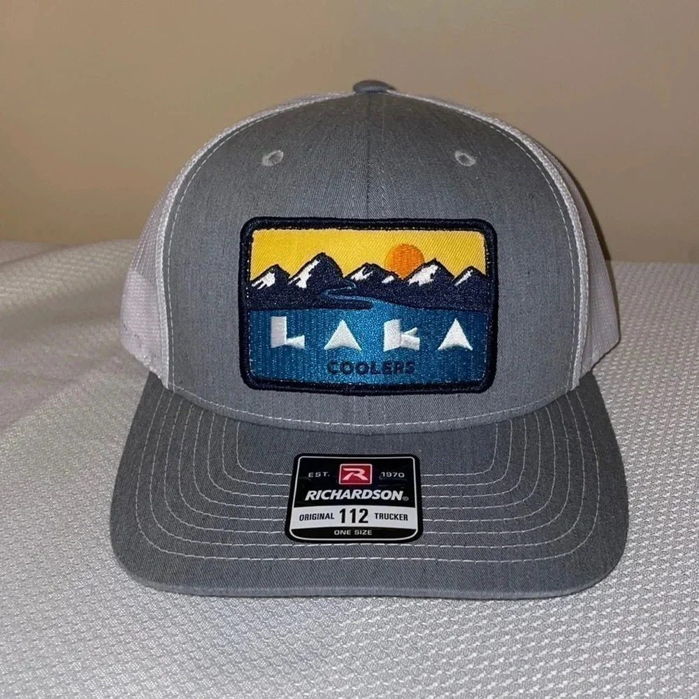Richardson hat cap SnapBack trucker LAKA patch grey white embroidered NWT